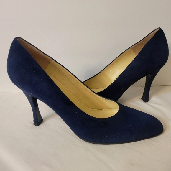 Charles Jourdan Shoes - Vintage Charles Jourdan Classic Blue Suede Pump